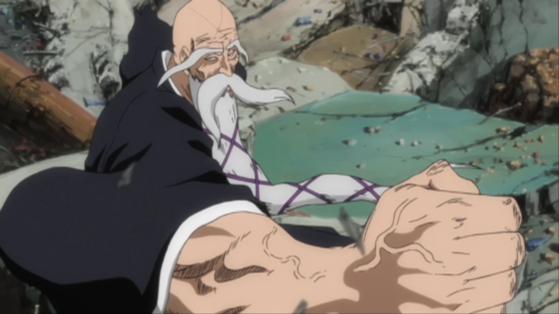 Yamamoto punching the air in Bleach