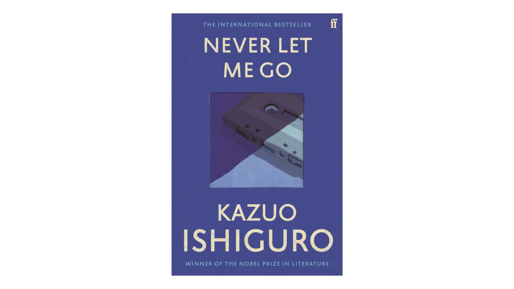 Never Let Me Go by Kazuo Ishiguro book cover on a white background