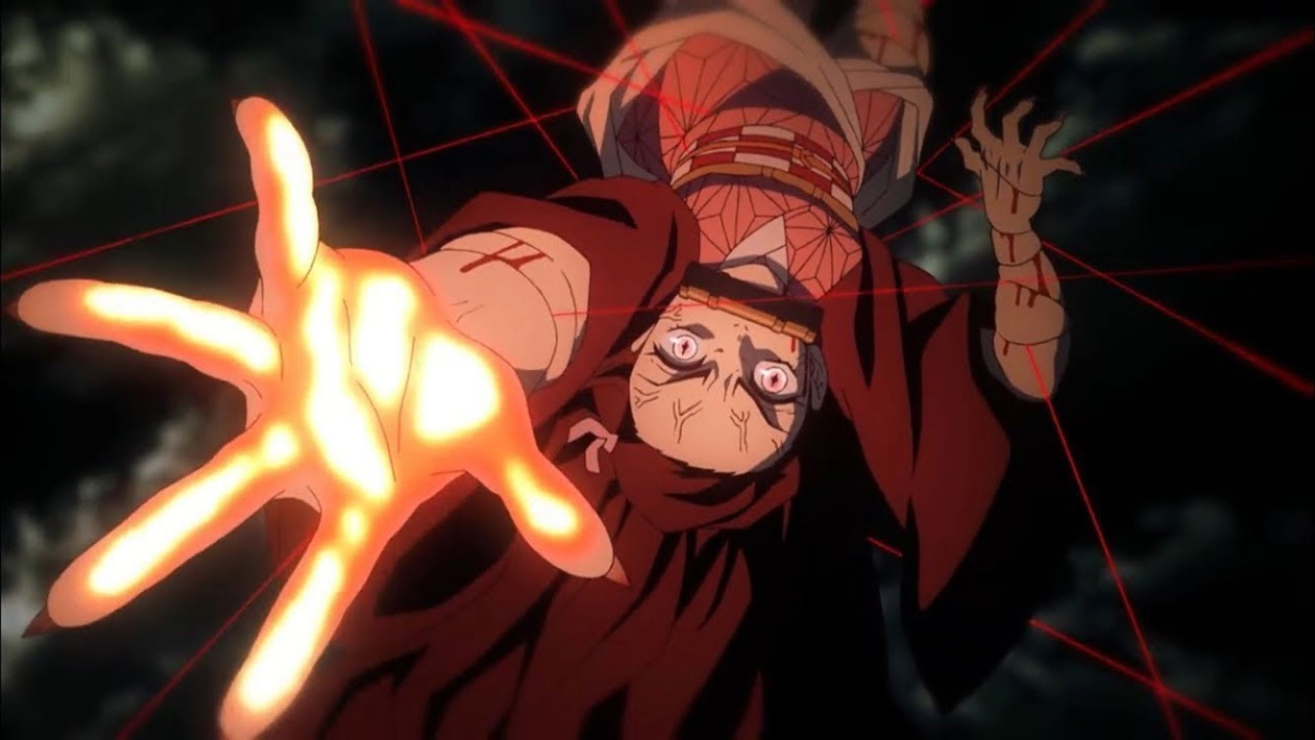 Nezuko using her Exploding Blood technique in Demon Slayer anime