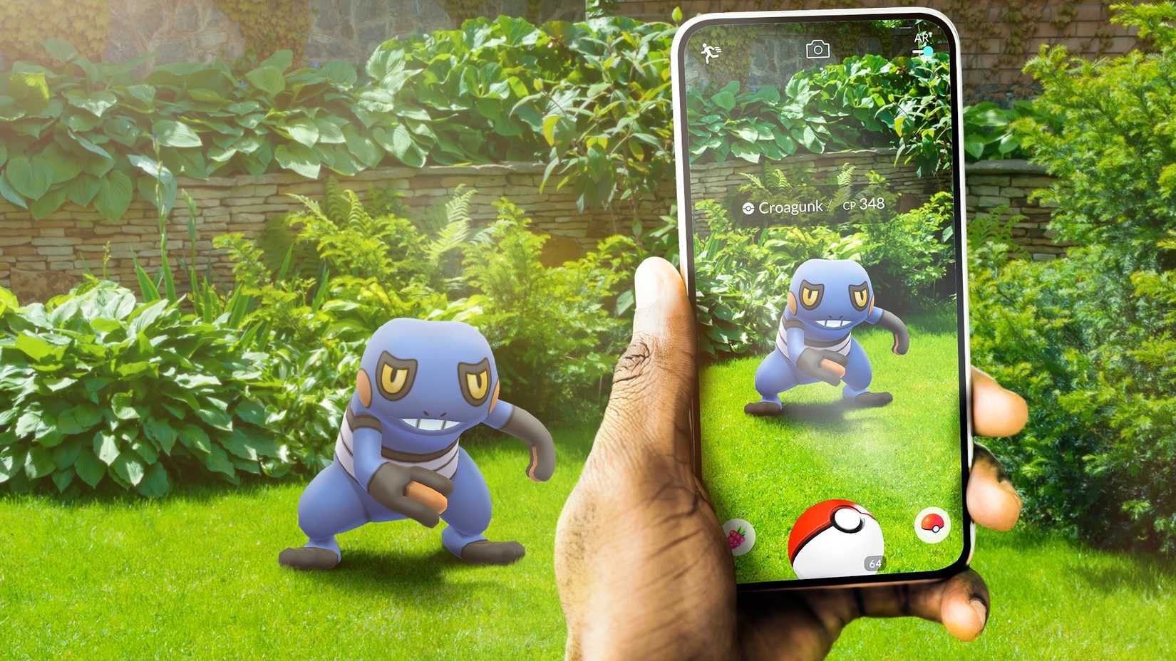 A Pokémon Go promotional image featuring Croagunk.