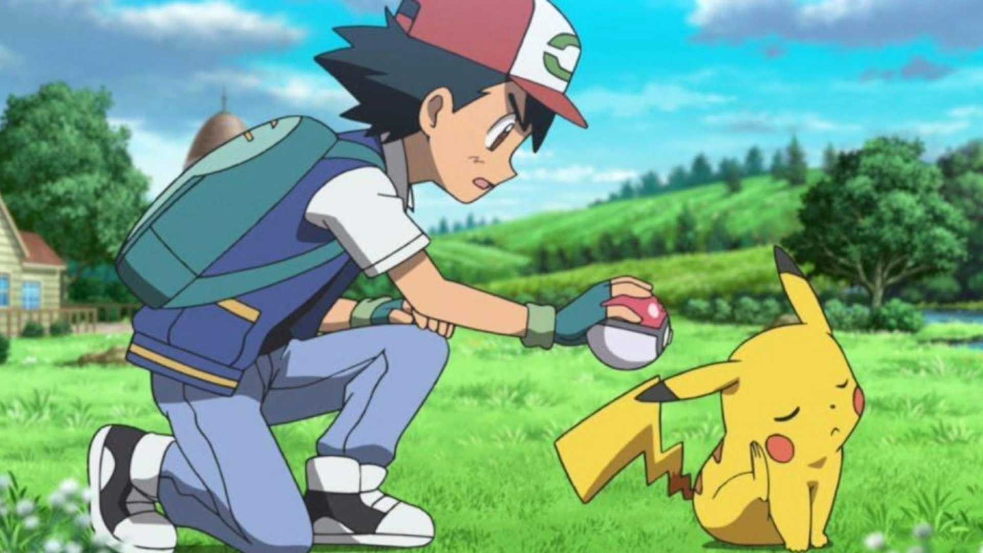 Ash tries to get Pikachu to enter a Poke Ball in Pokemon anime