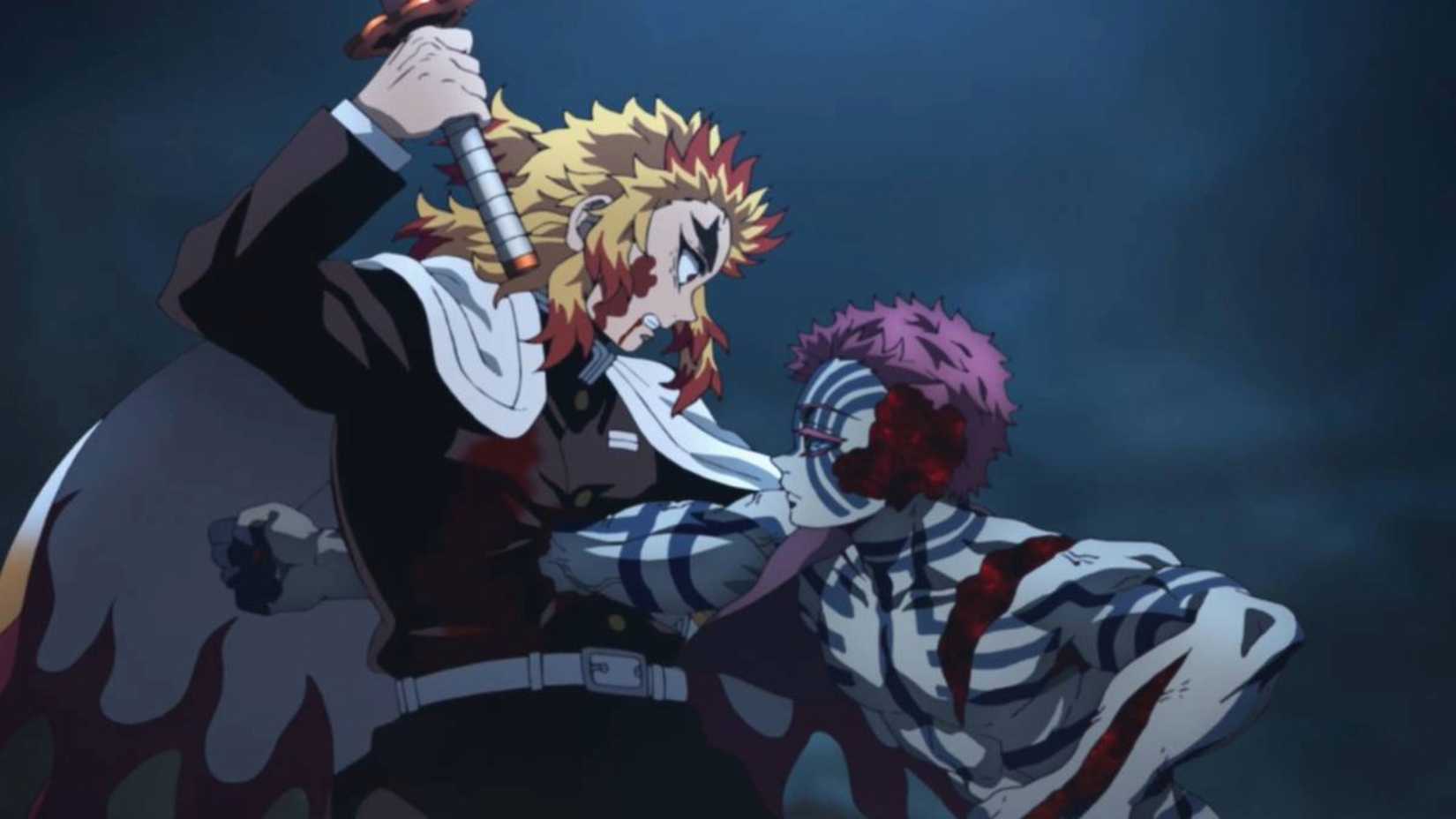 Kyojuro Rengoku vs. Akaza in Demon Slayer anime