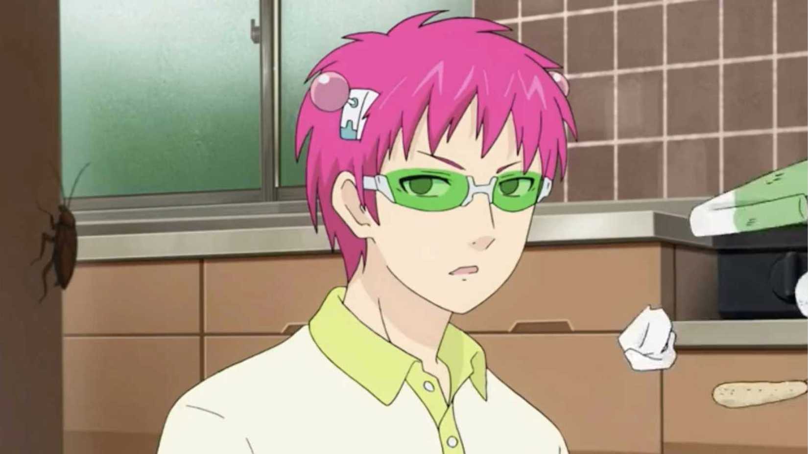 Saiki Kusuo semble perplexe dans l'anime La vie désastreuse de Saiki K.