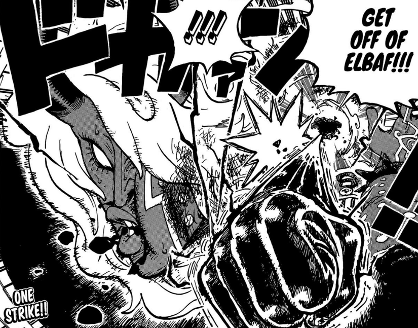 Luffy punches Imu in the face in One Piece Chapter 1186