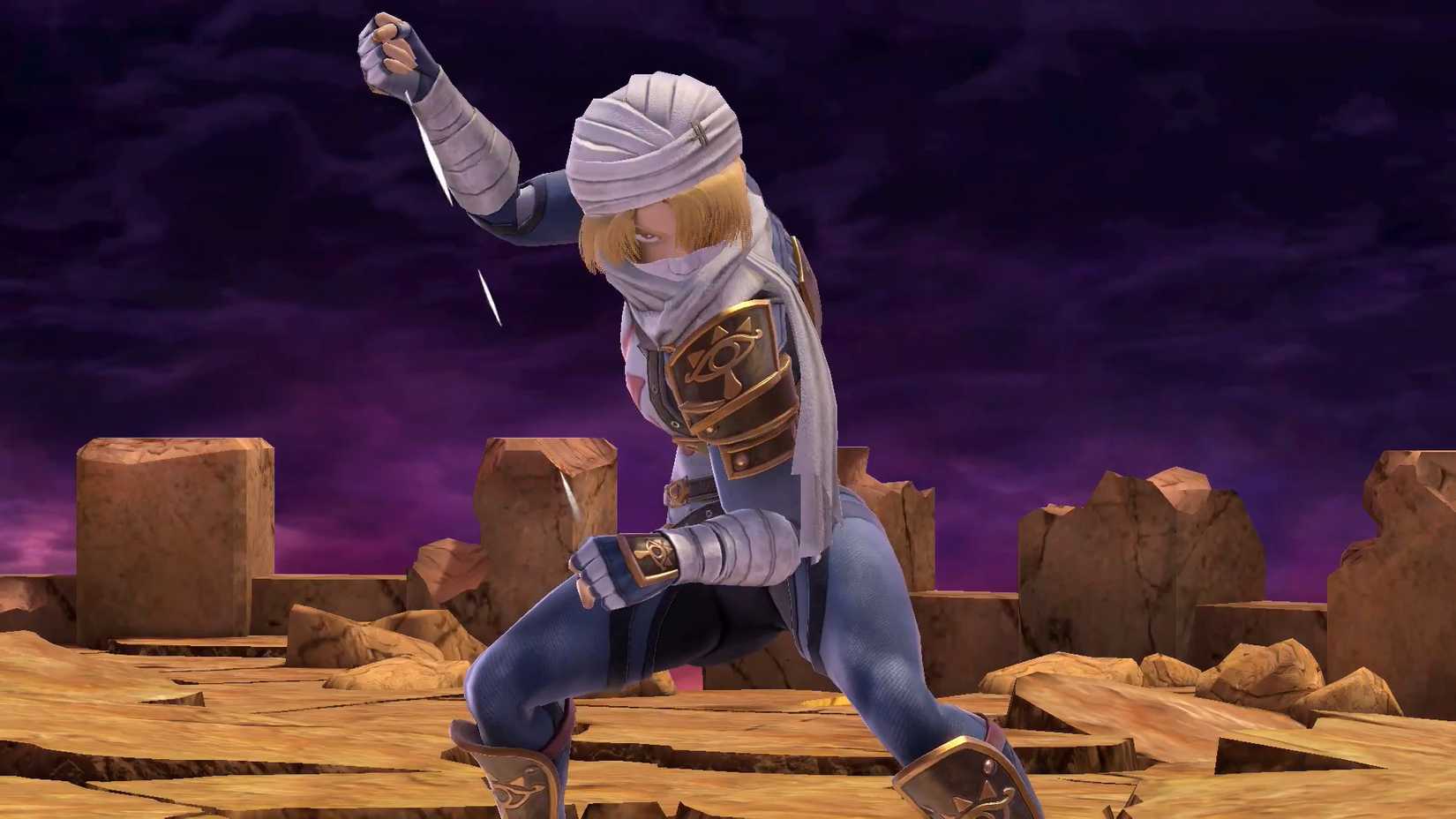 Sheik taunting with a trip wire in Super Smash Bros. Ultimate