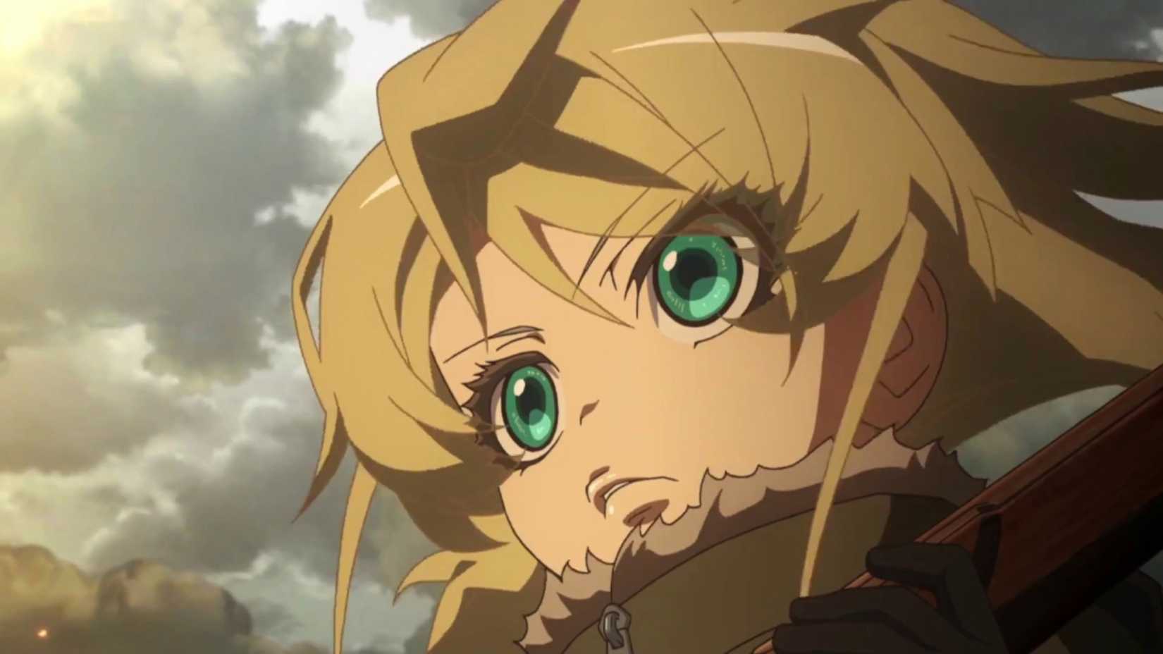 Tanya von Degurechaff looking off into the distance in Saga of Tanya the Evil anime