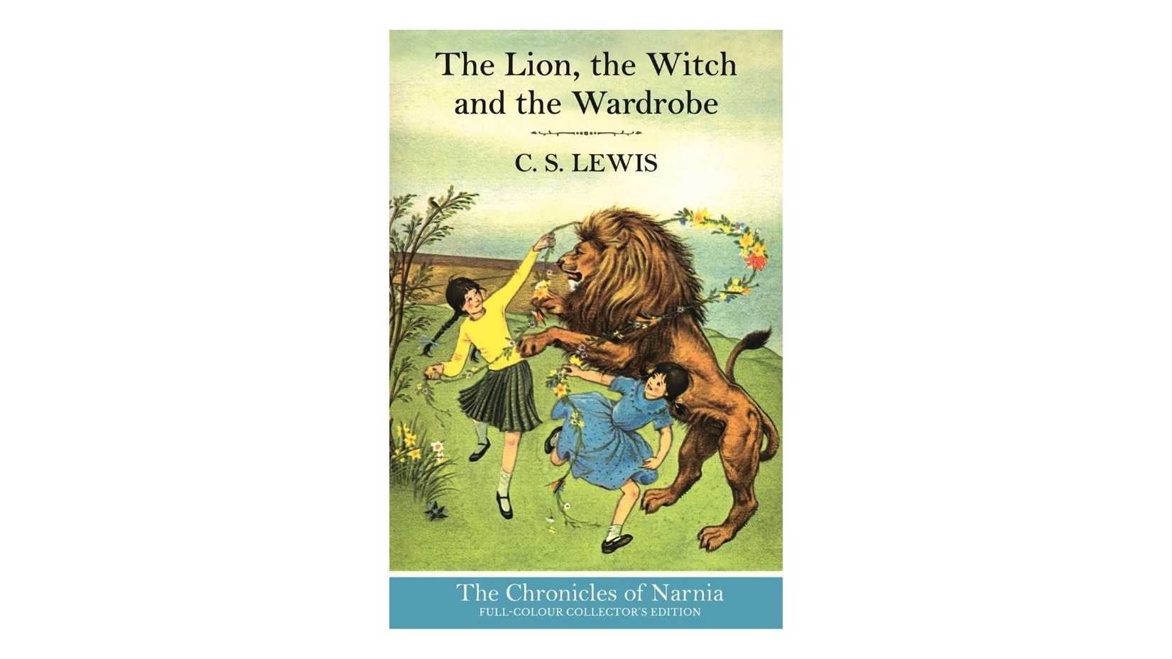 The Lion, the Witch, and the Wardrobe by C.S. Lewis book cover on white background