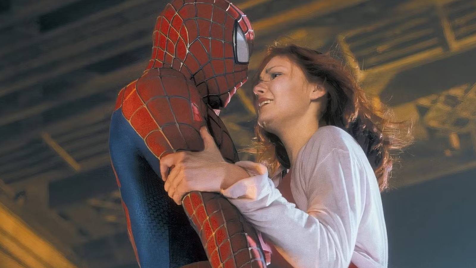 Tobey Maguire as Spider-Man and Kirsten Dunst as Mary Jane Watson in Spider-Man
