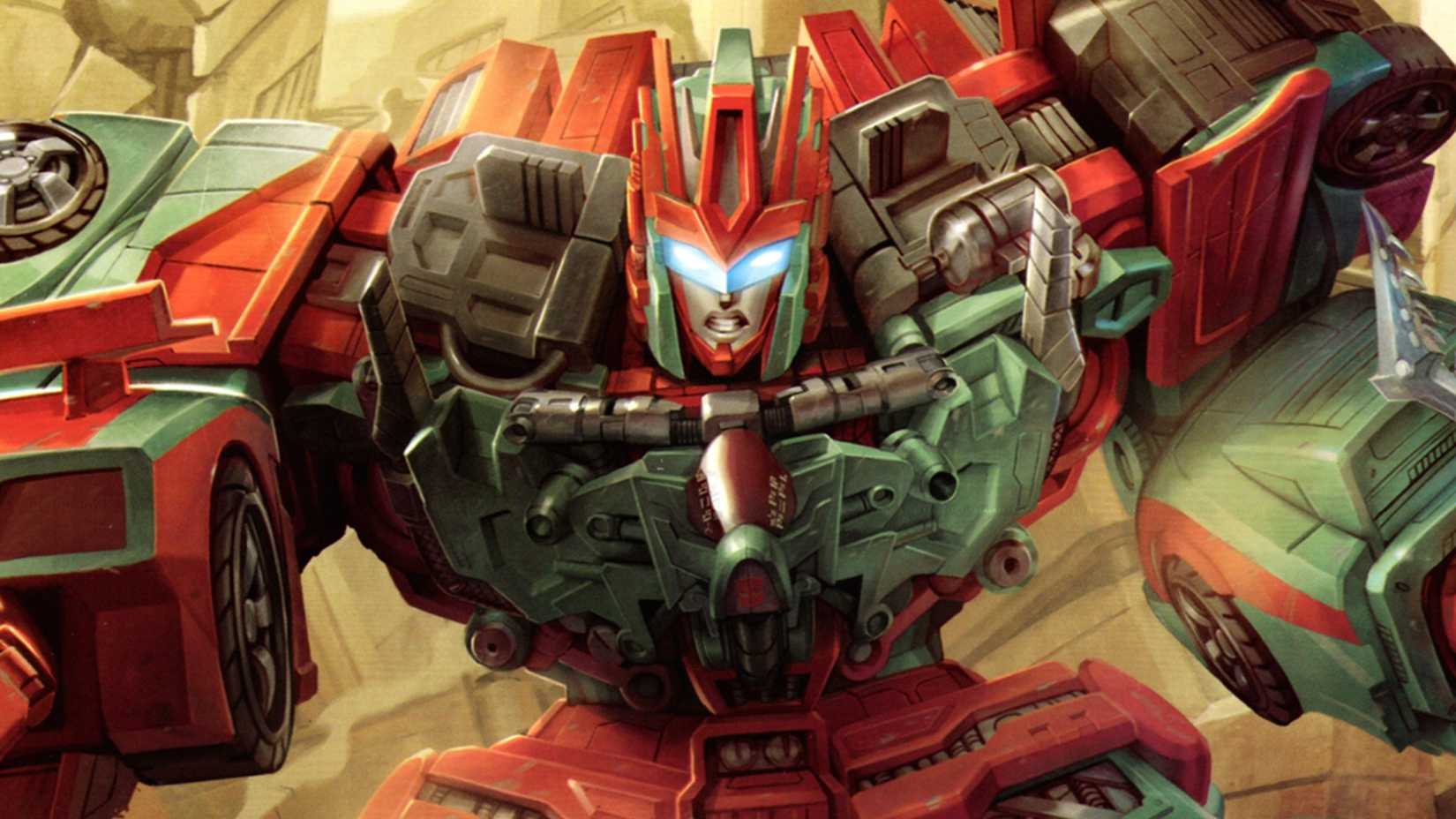 The Torchbearers combiner Victorion crouched over, growling and staring down in Transformers Combiner Wars