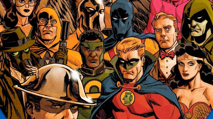 Golden Age Justice Society heroes standing together JSA Year One
