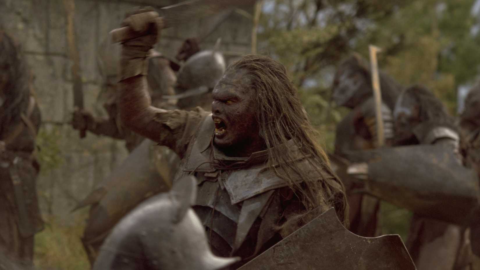 Uruk-hai fighting at Amon Hen in The Lord of the Rings: The Fellowship of the Ring