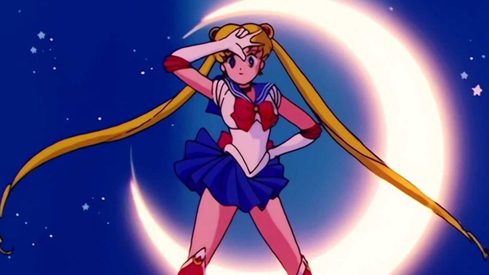 Usagi's first transformation in the '90s Sailor Moon anime series.