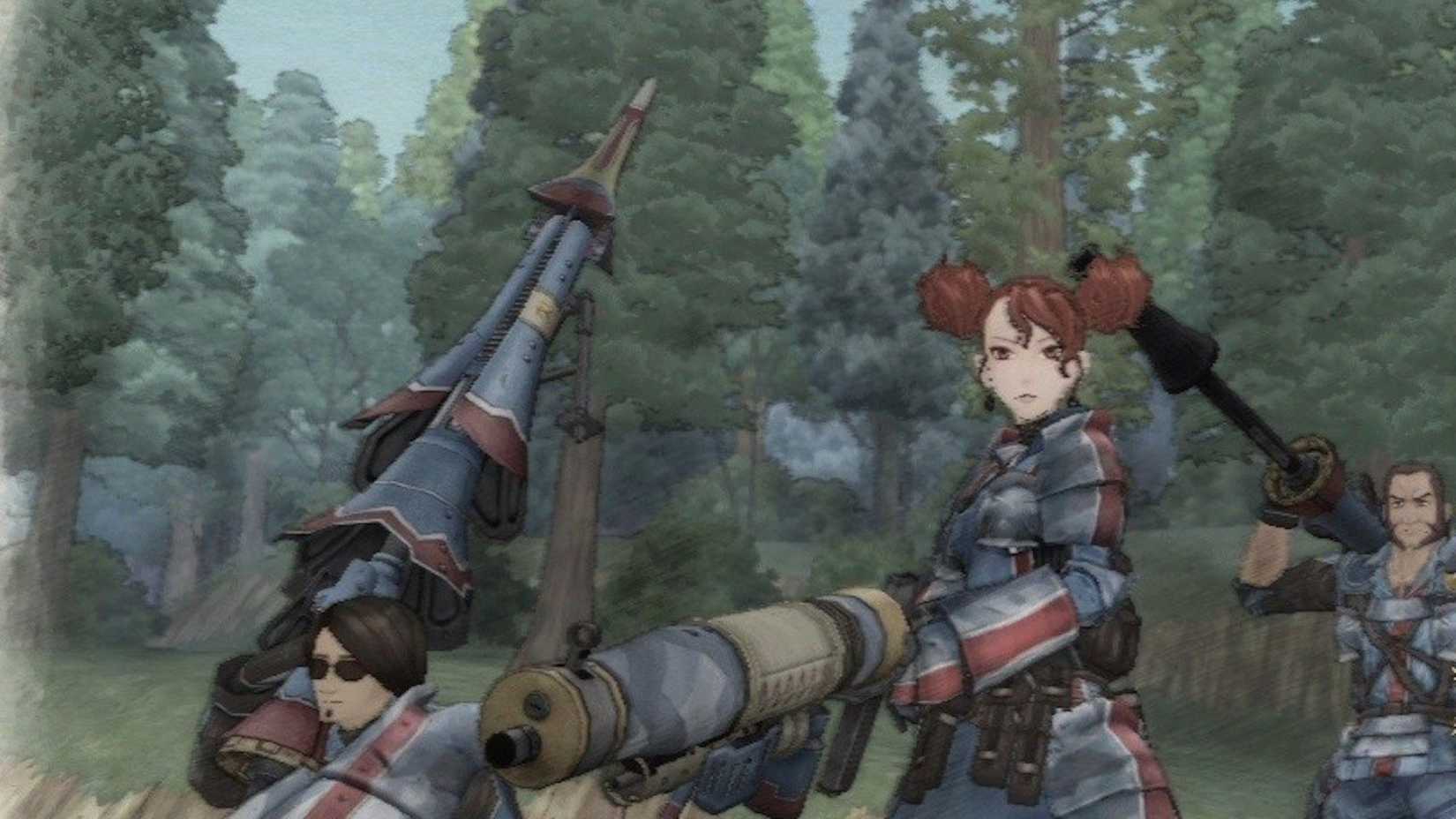 Characters from Valkyria Chronicles readying their weapons PS3