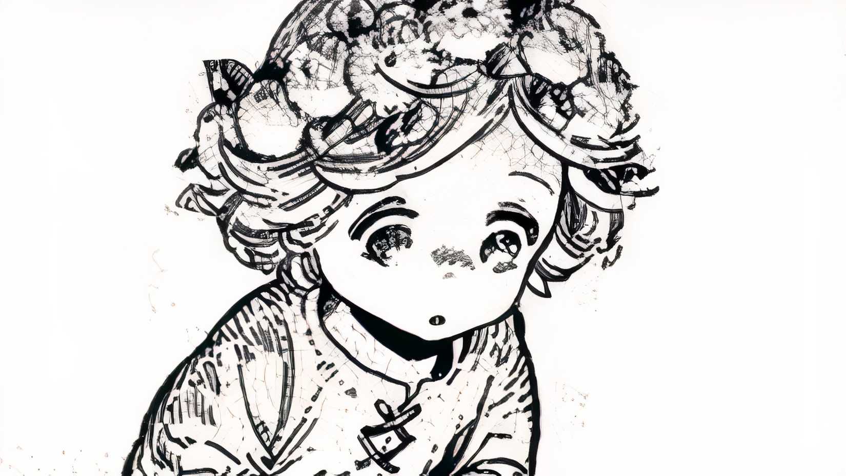 Coco as a little girl with a flower crown looks down towards magic in the witch hat atelier manga