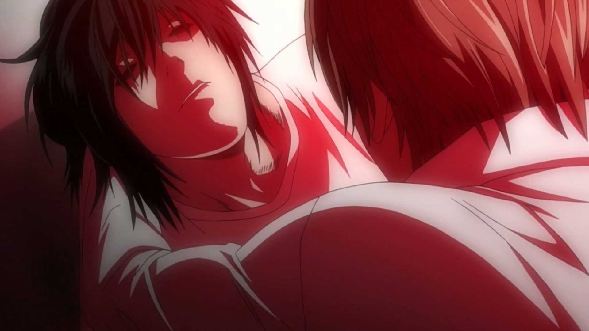 L passes away in Light Yagami's arms in Death Note anime