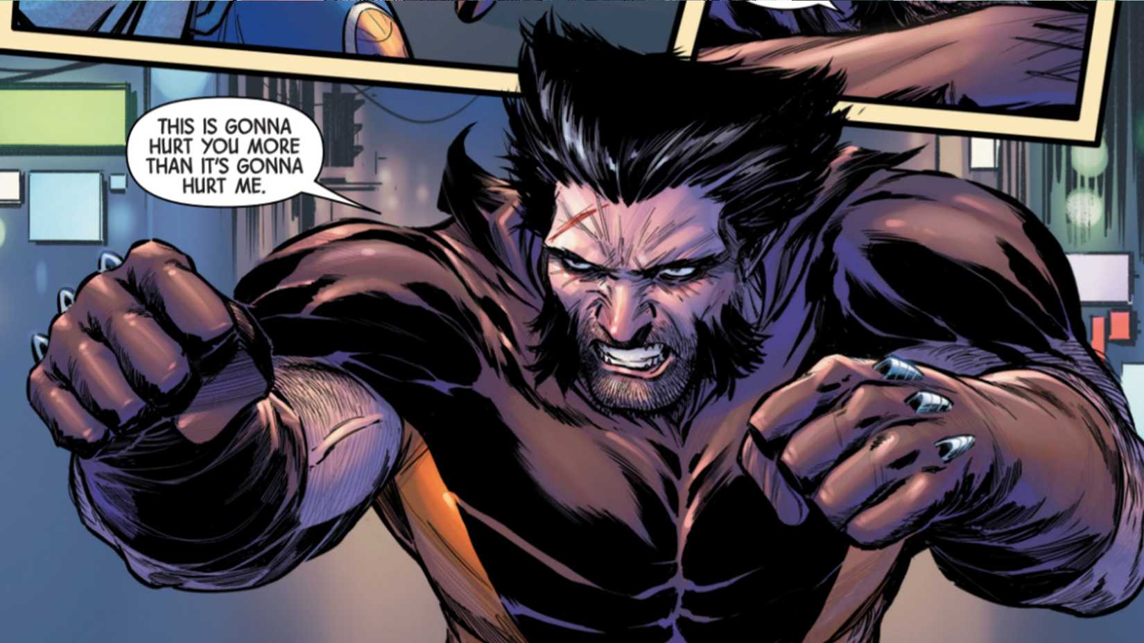 Wolverine taunts his enemy before a fight
