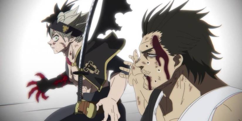 Yami donne à Asta son katana dans Black Clover.