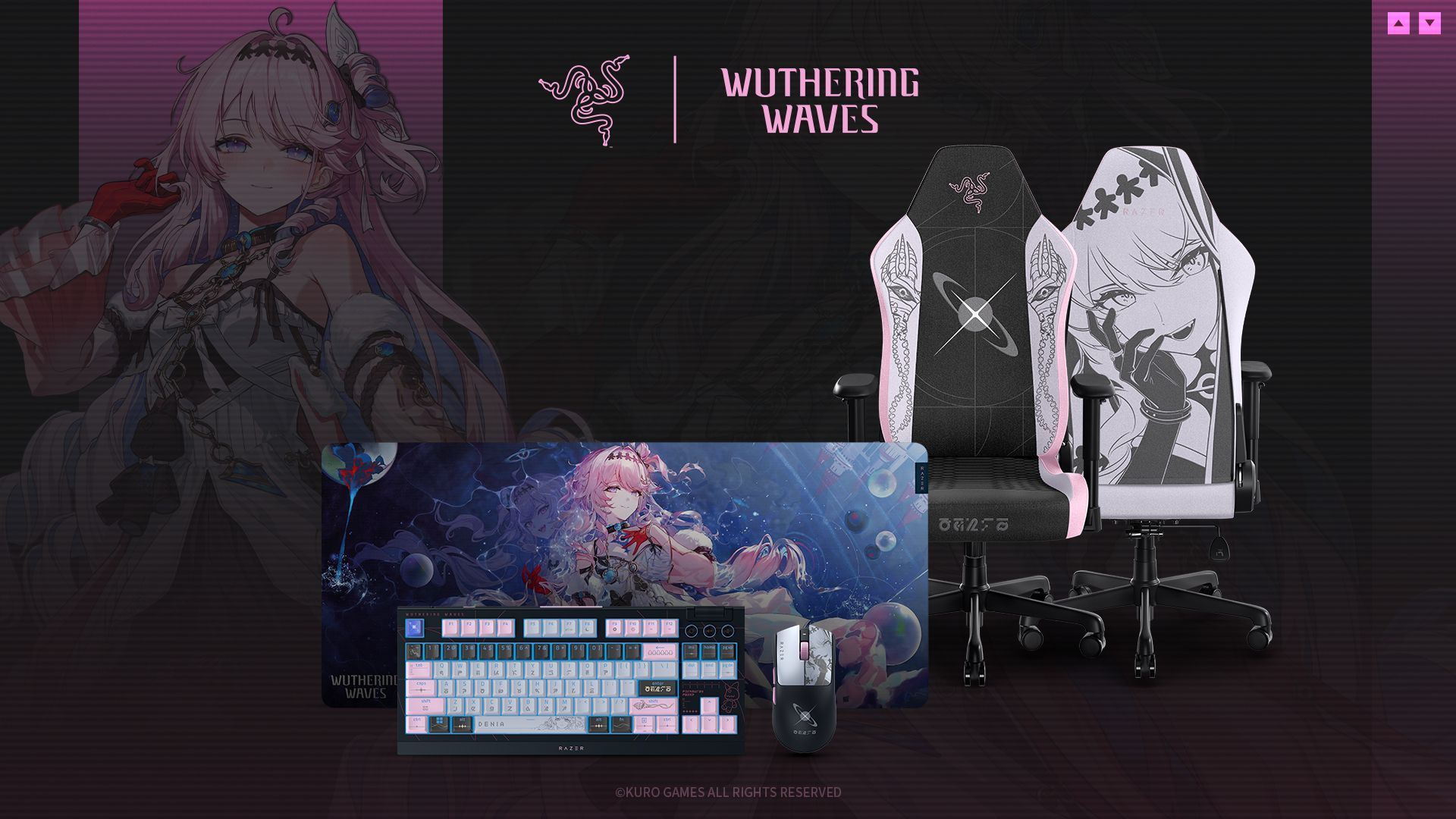 The official Wuthering Waves x Razer limited-edition gaming collection is modeled after the pink-haired beauty, Denia and features an ergonomic gaming chair, a wireless tenkeyless keyboard, a wireless gaming mouse and a large-format mouse mat.