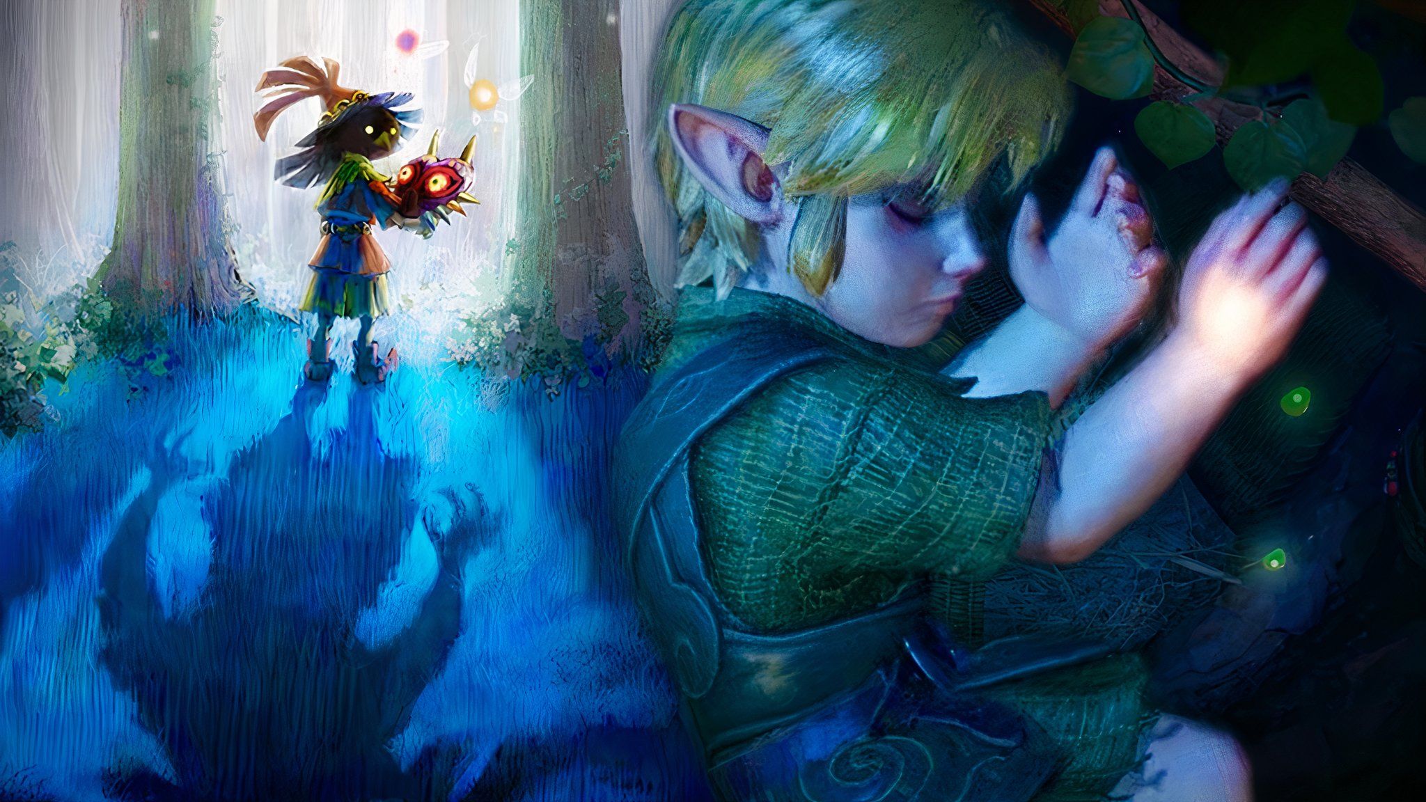 Link in Ocarina of Time Switch 2 remake with Skull Kid from Majora’s Mask