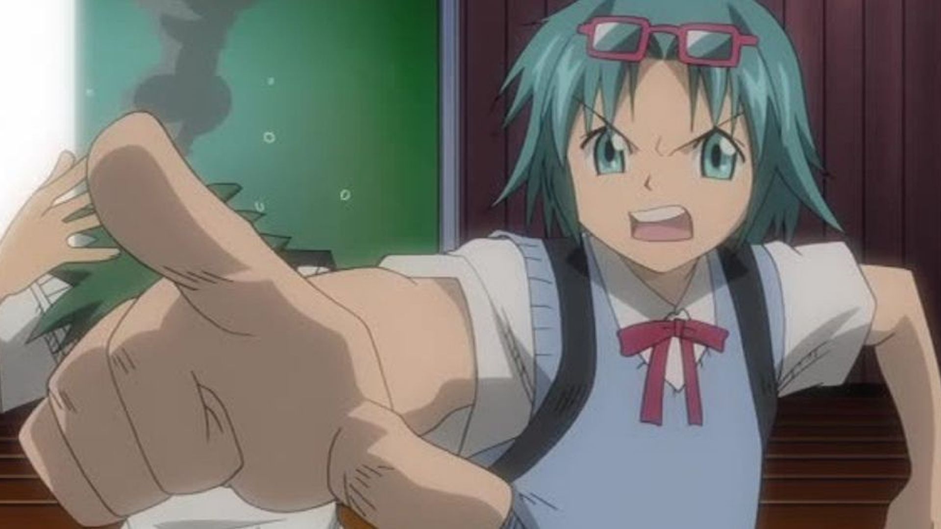 Ai Mori points her finger in Law of Ueki.