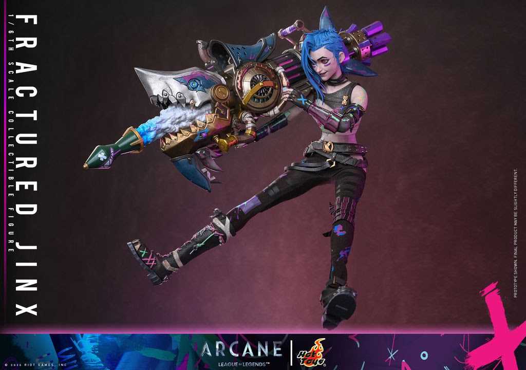 The Fractured Jinx Sixth Scale Collectible Figure is based on Jinx's appearance in Arcane: League of Legends Season 2, featuring a punk rock aesthetic suited for battle.