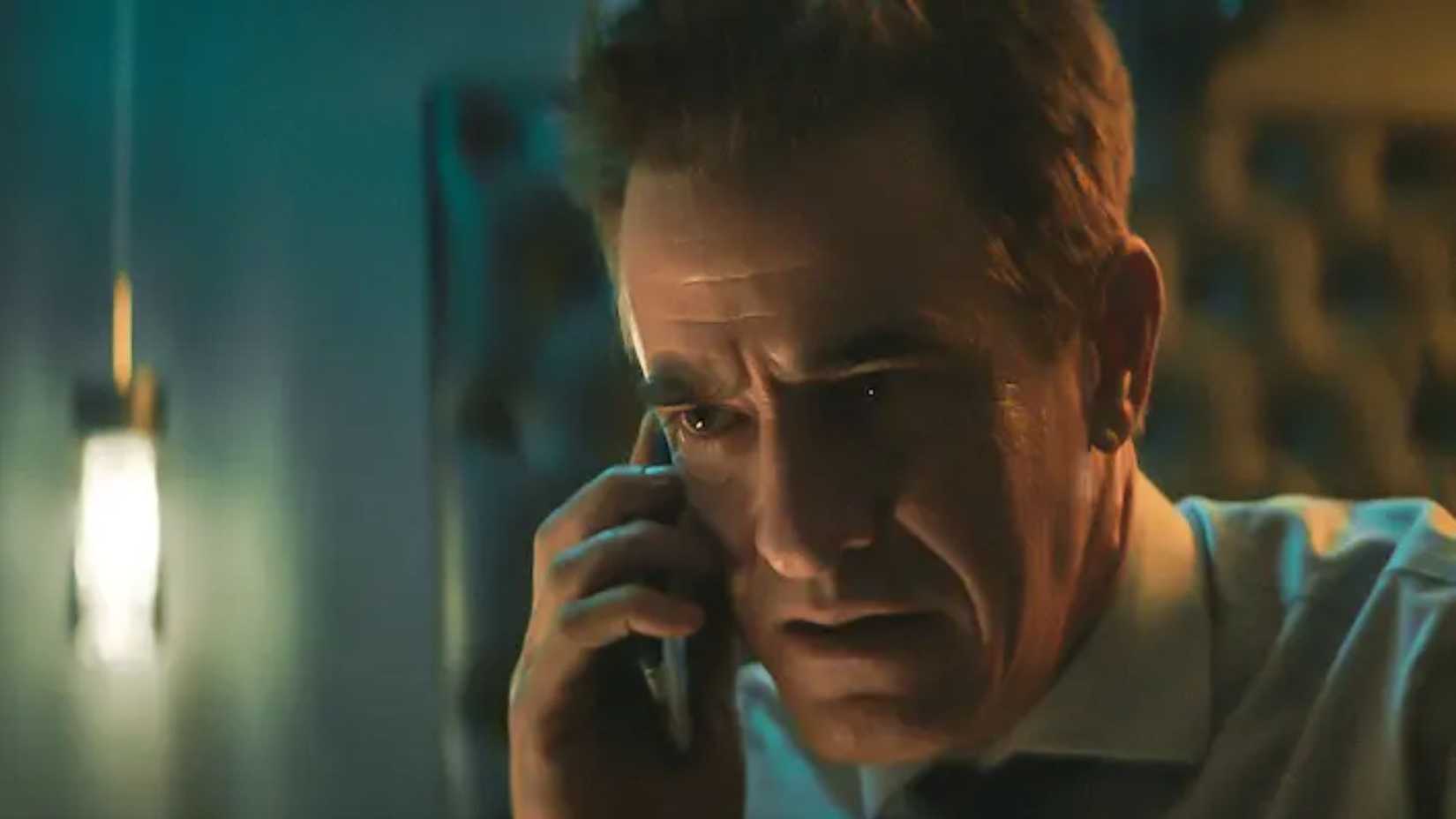 Harry on the phone in Ruthless