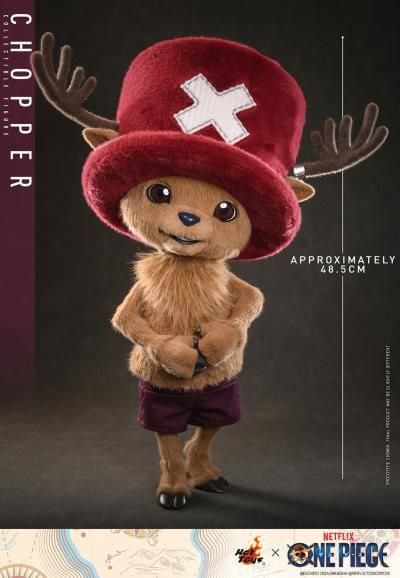 Standing 48.5 cm (19”) tall, the Tony Tony Chopper Collectible Figure has a specialized soft and squishy body covered in brown plush fabric, faithfully capturing his appearance on the live-action One Piece series on Netflix.