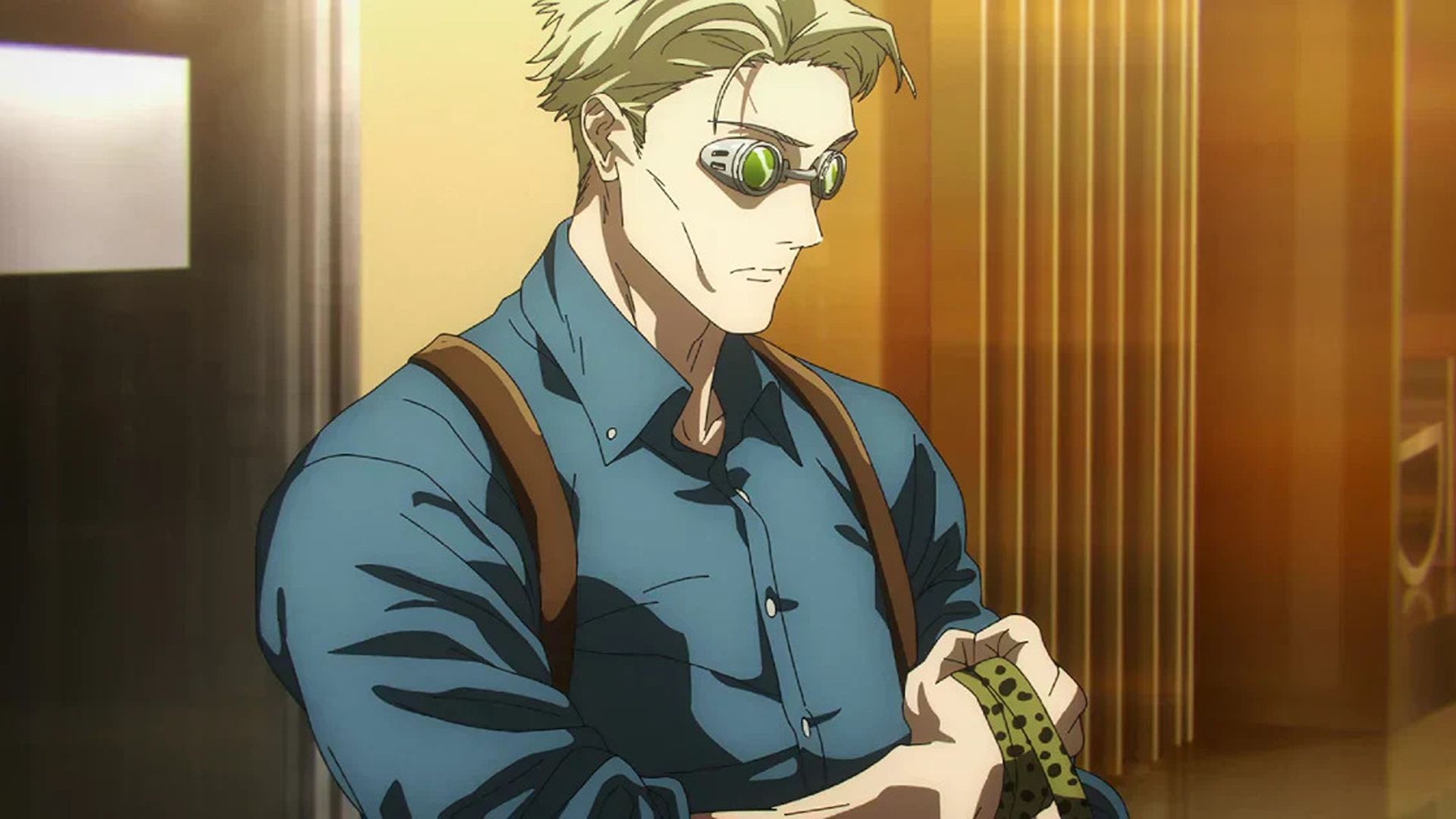 Kento Nanami enroule sa cravate autour de sa main dans Jujutsu Kaisen