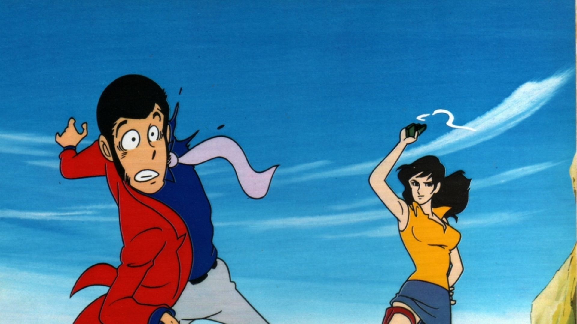 Lupin III getting shot at by a woman in Lupin The Third anime