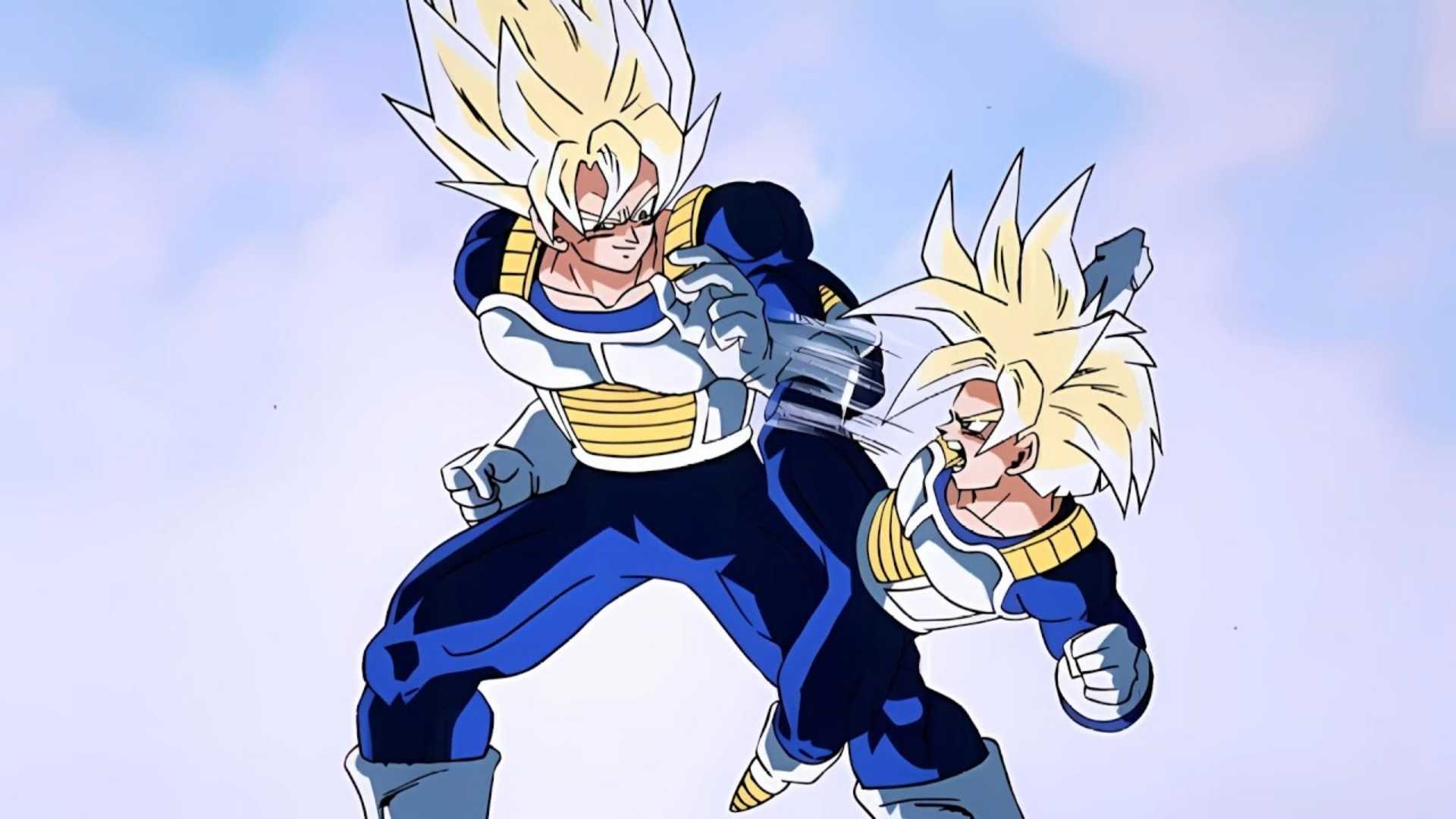 Goku and Gohan train in the Hyperbolic Time Chamber in Dragon Ball Z.