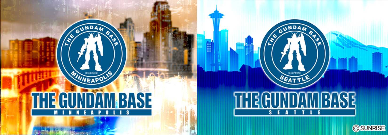The logos for the upcoming Gundam Base Minneapolis and Seattle stores.