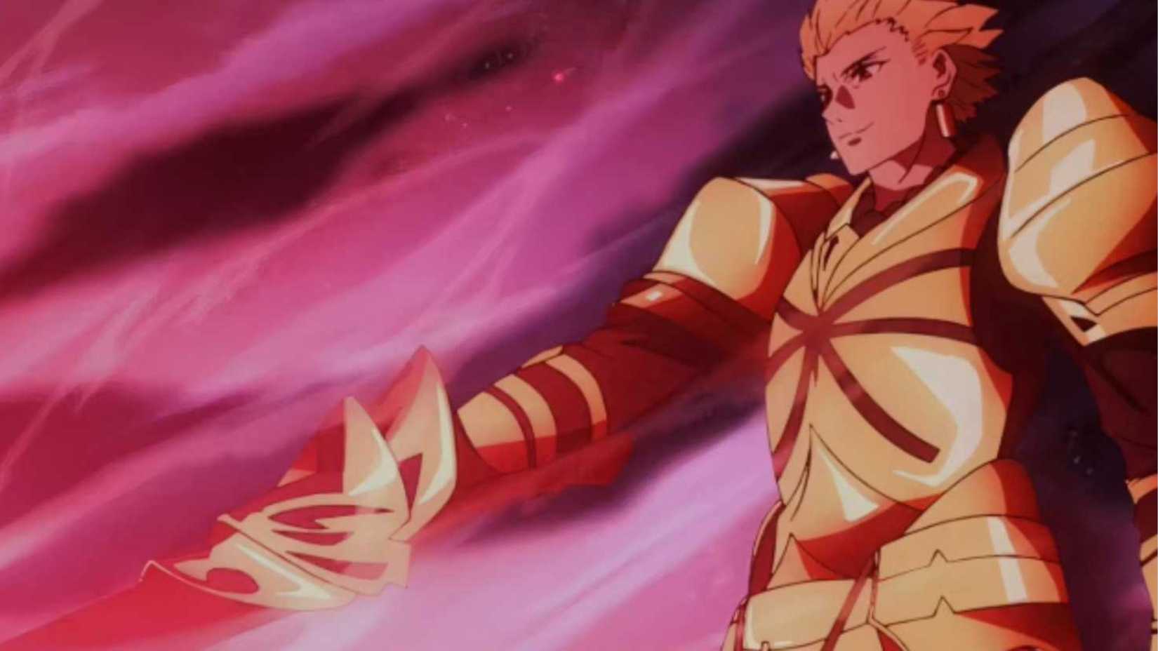 Gilgamesh brandissant l'épée de rupture dans l'anime Fate/Stay night