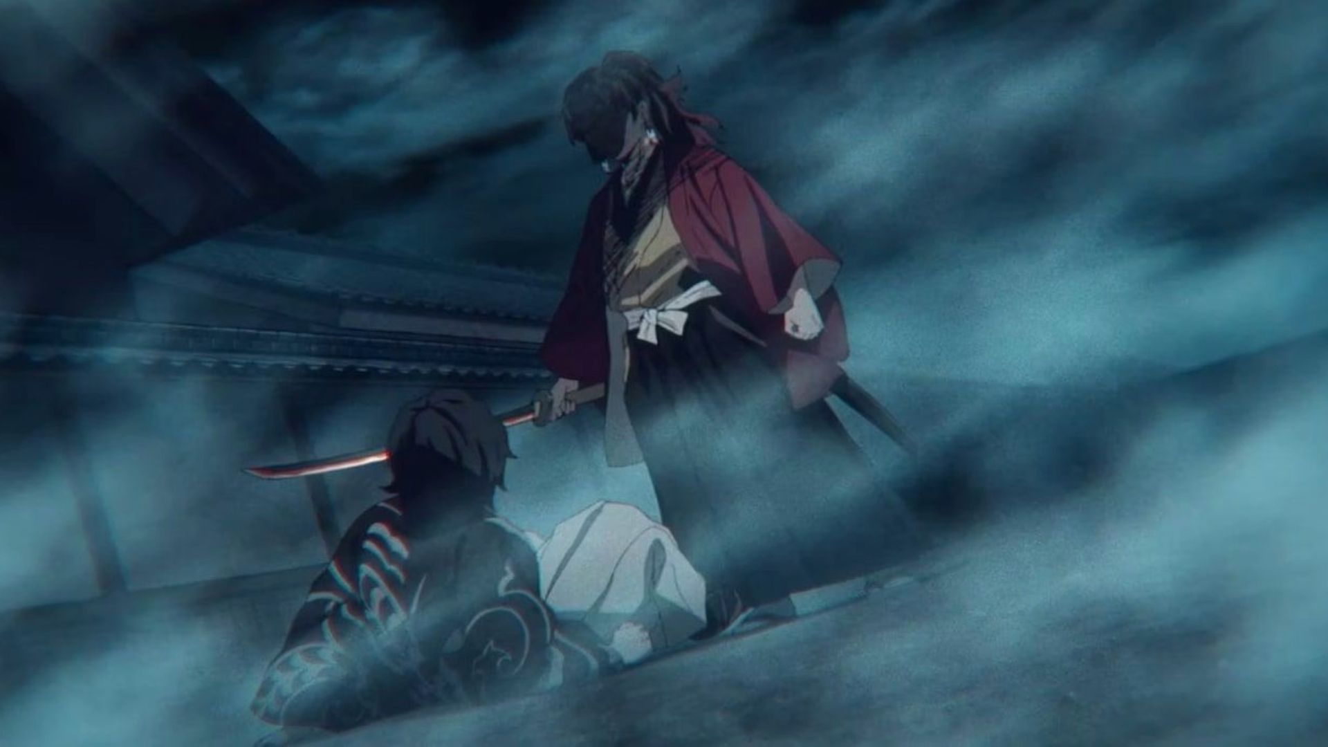 Muzan and Yoriichi Tsugikuni in Demon Slayer anime