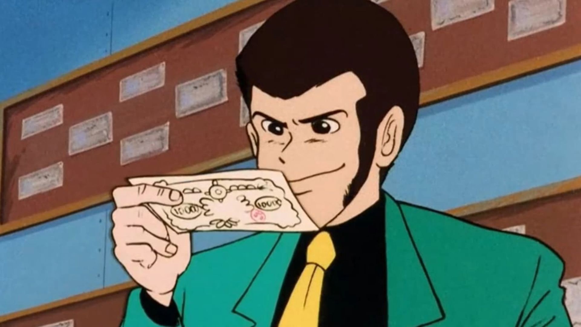 Lupin III studying a note in Lupin The Third anime