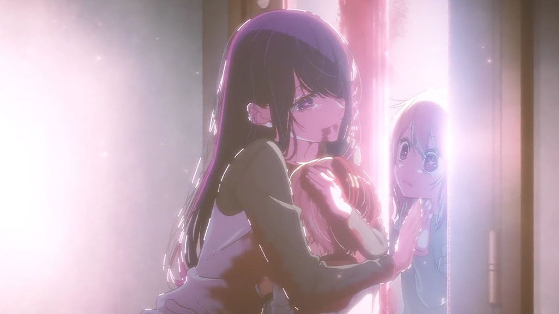 Oshi No Ko Ai tenant Aqua et atteignant Ruby avant de mourir.