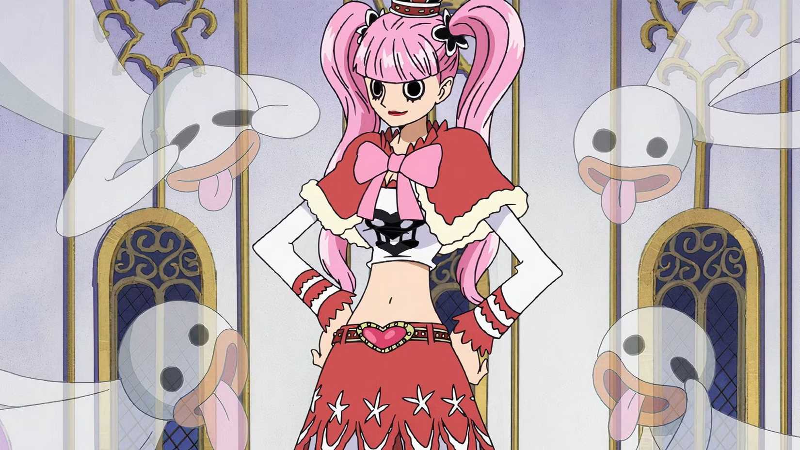 Perona looks at her ghosts in One Piece