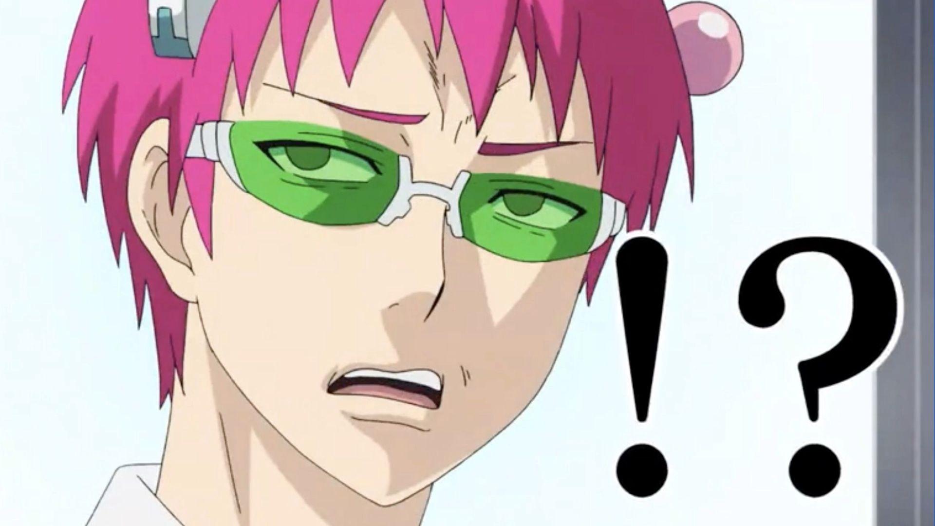 Le visage agacé de Saiki K dans l'anime Kusuo Saiki The Disastrous Life Of Saiki K.