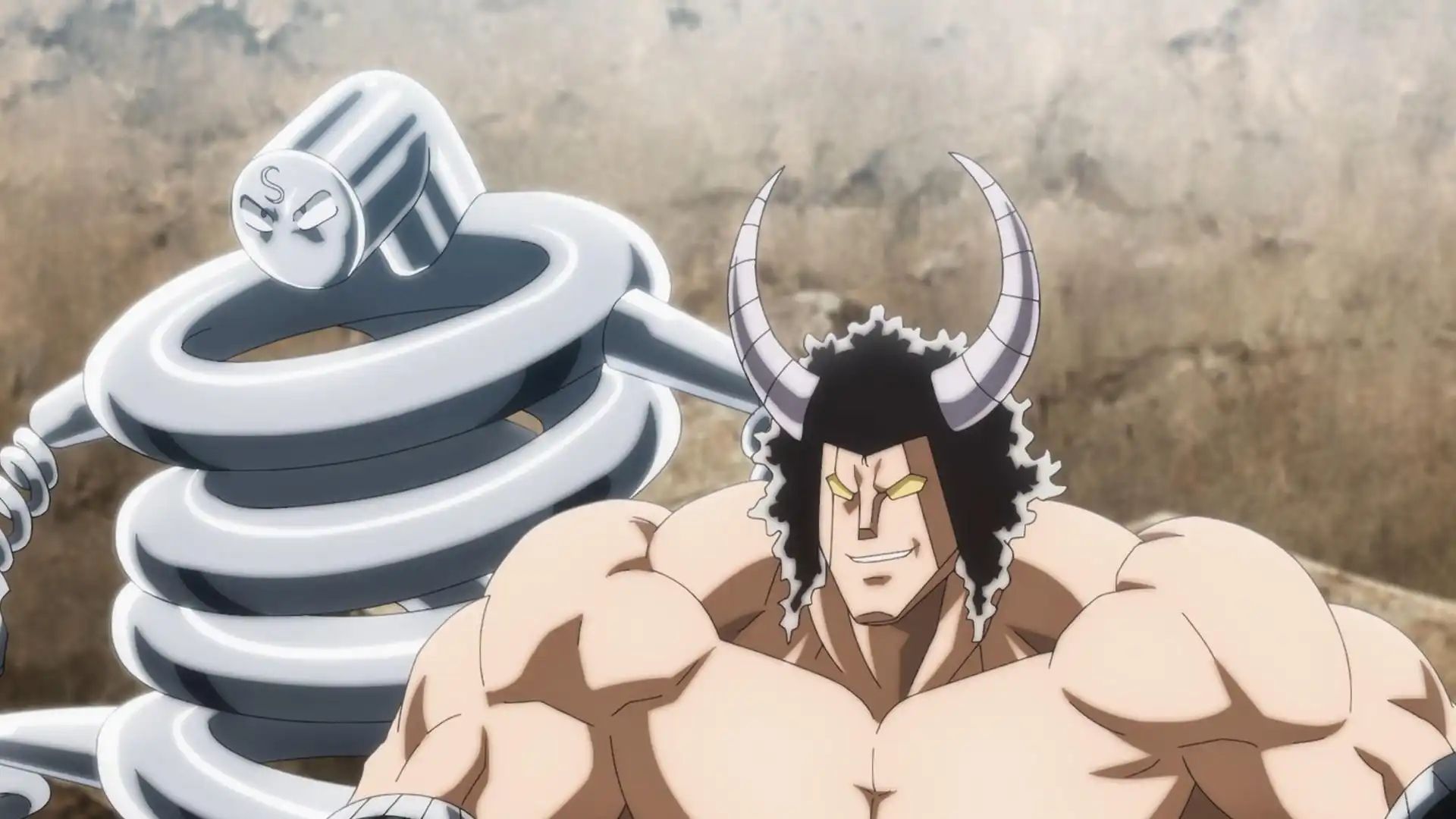 Springman and Buffalo Man form a tag team in Kinnikuman anime