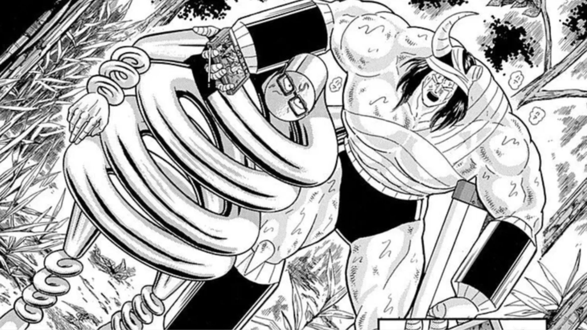 Springman and Buffalo Man form a tag team in Kinnikuman anime