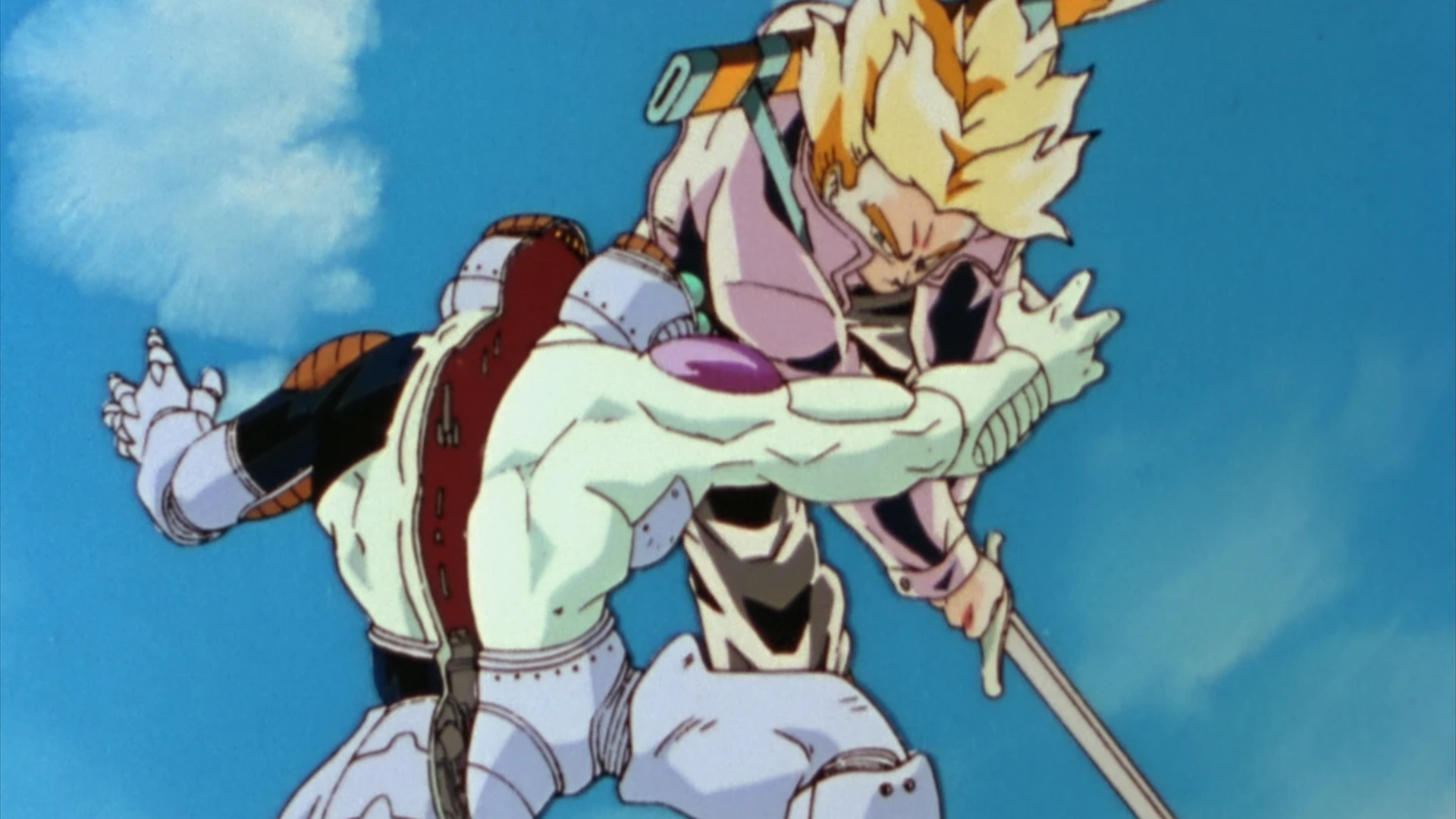 Future Trunks slices Frieza in half in Dragon Ball Z anime