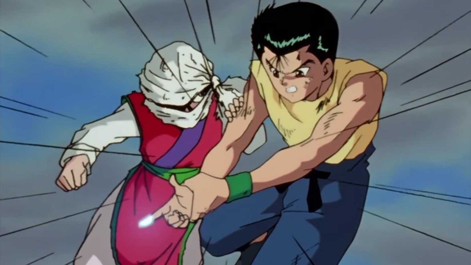 Genkai training Yusuke in Yu Yu Hakusho.