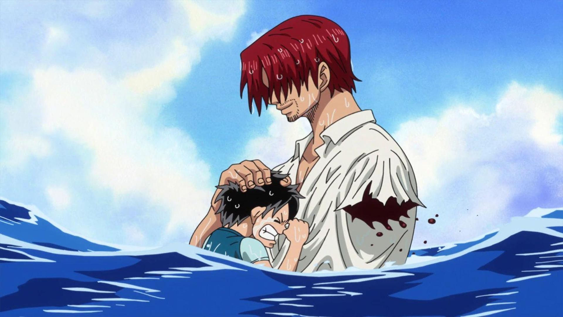 Shanks saves Luffy in One Piece