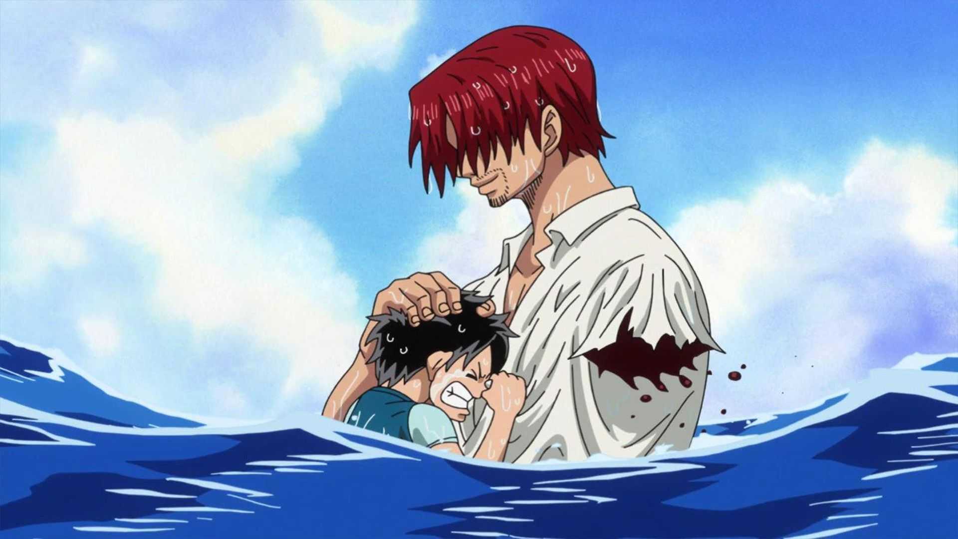 Shanks saves Luffy in One Piece