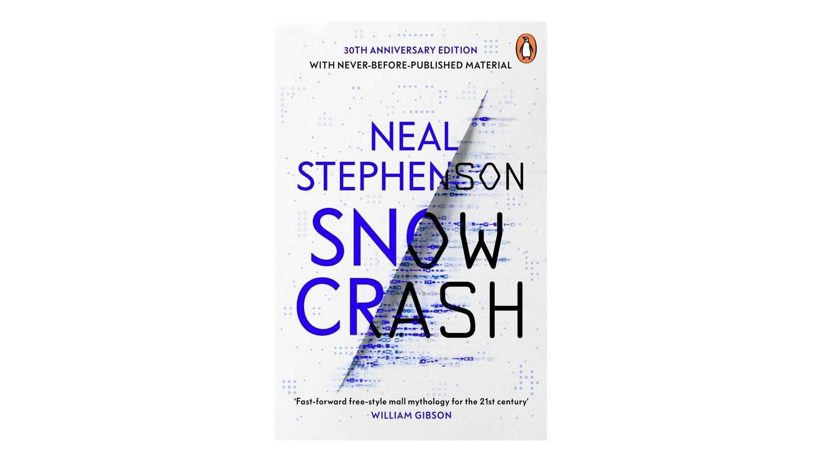 Snow Crash by Neal Stephenson book cover on a white background