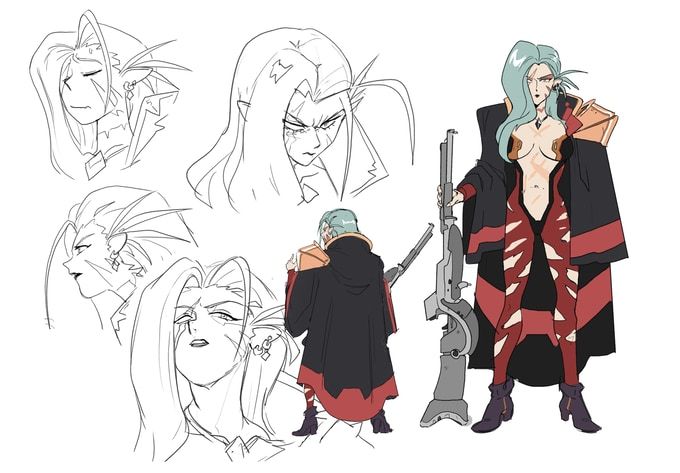 Official production artwork for the 2028 Tenchi Galaxy anime pilot produced by Armiger Entertainment, featuring the original anime staff, English voice actors and Nerissa Ravencroft of Hololive English as Risa the Space Pirate.