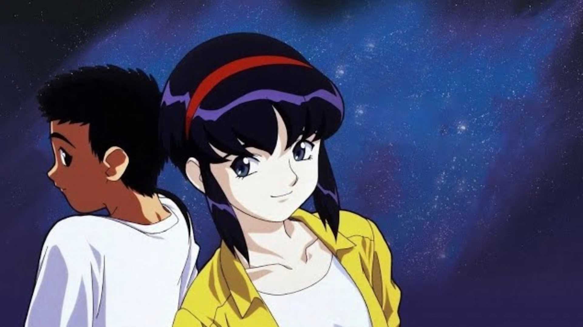 Tenchi and Sayaka agaisnt the stars in Tenchi in Tokyo.