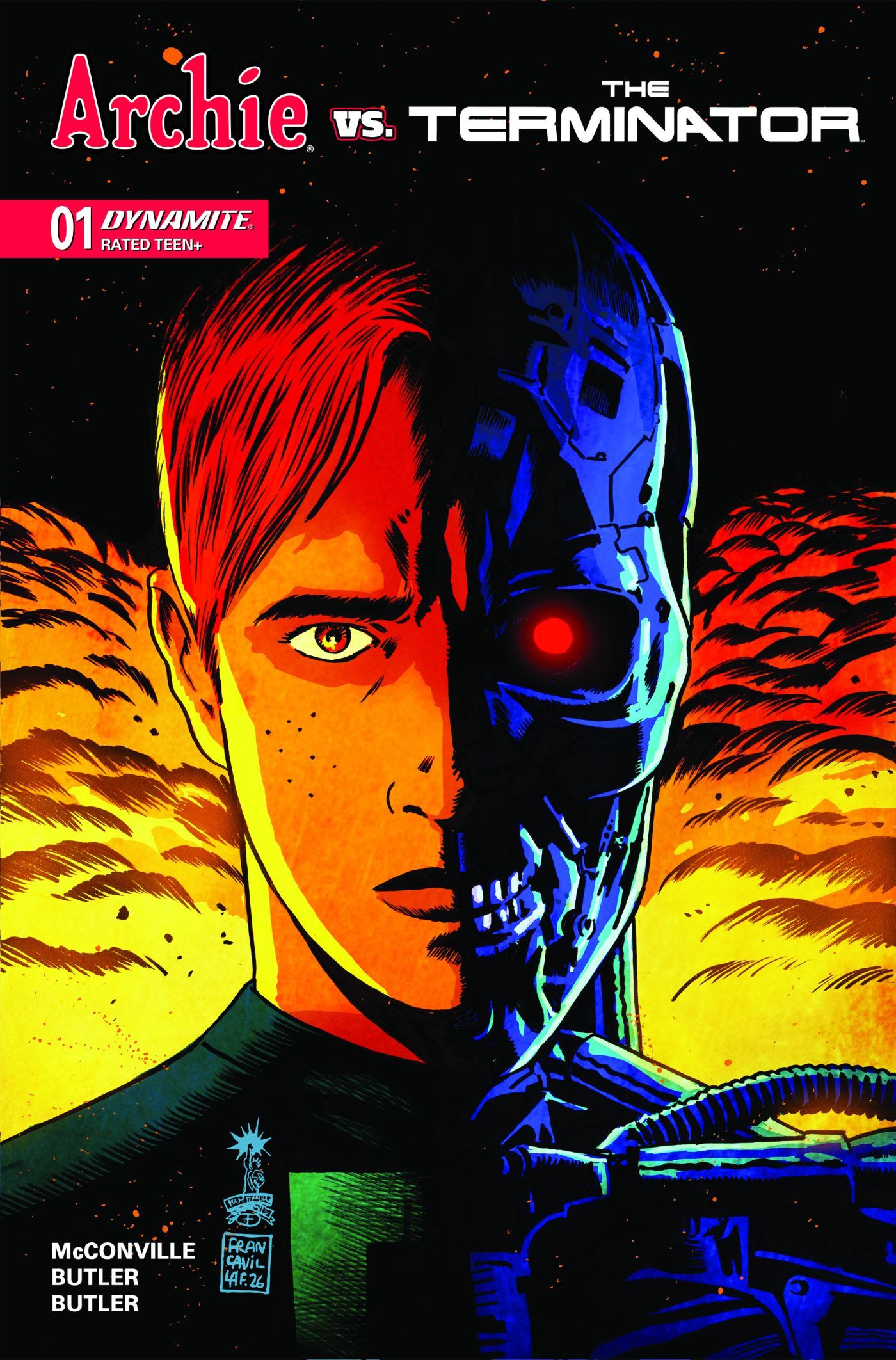 The main cover of Archie vs. Terminator #1