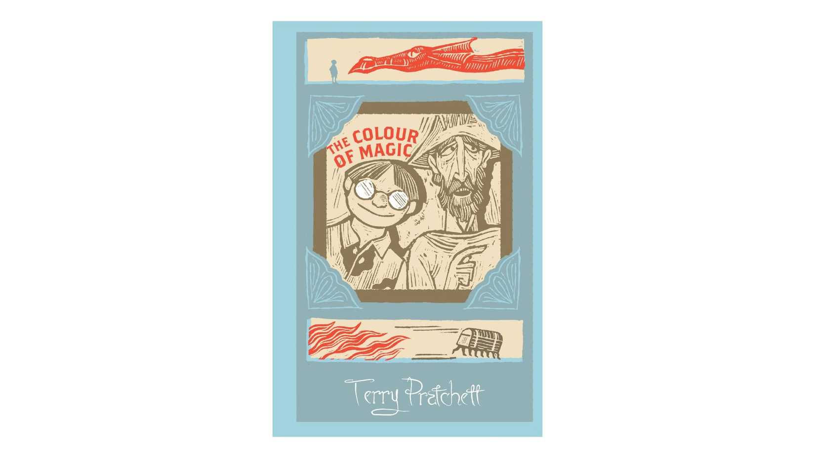 The Colour of Magic by Terry Pratchett book cover on a white background
