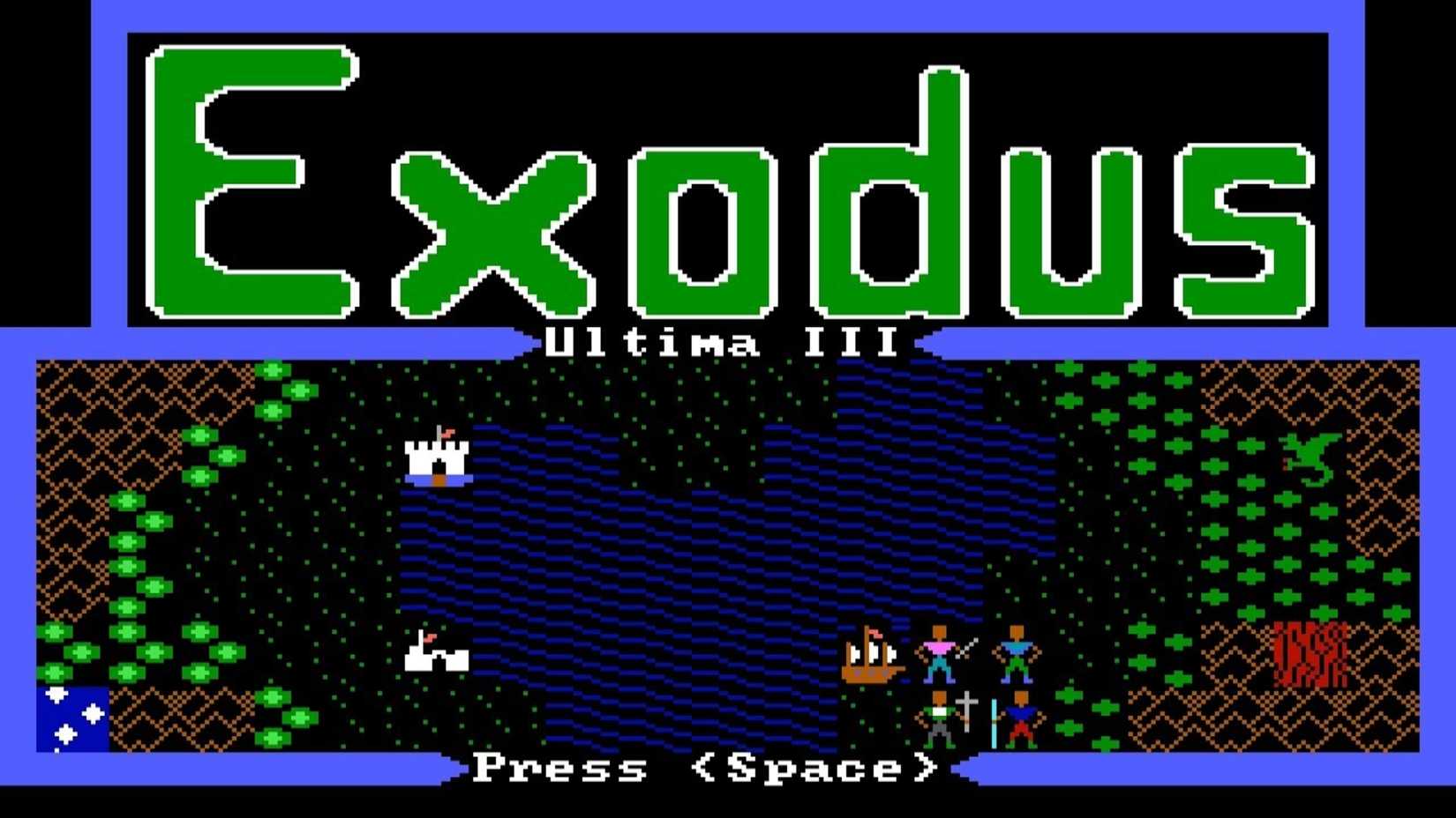 Ultima III: Exodus menu screen NES