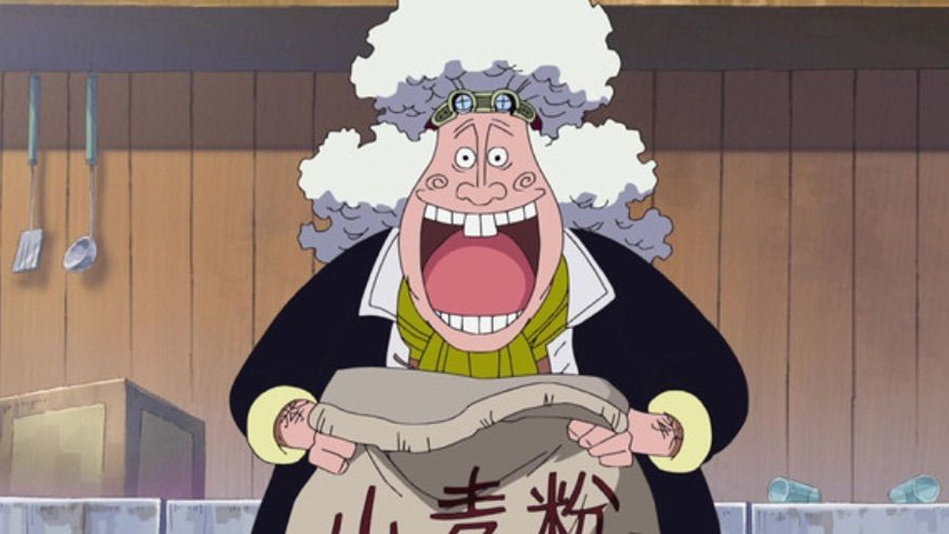 Wanze grinning toothily in One Piece.
